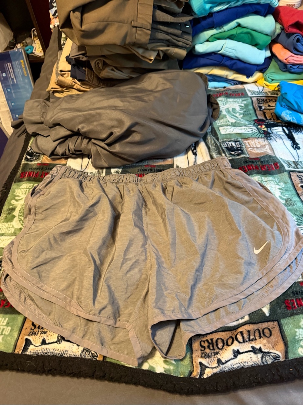 Nike Women’s Taupe Athletic Shorts with White Swoosh